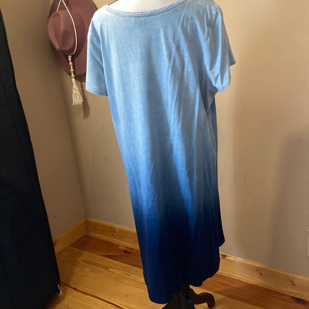 Pure Jill Blue Ombre Women's T-Shirt Dress size L - Picture 5 of 6
